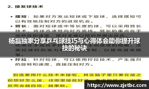 杨磊独家分享乒乓球技巧与心得体会助你提升球技的秘诀